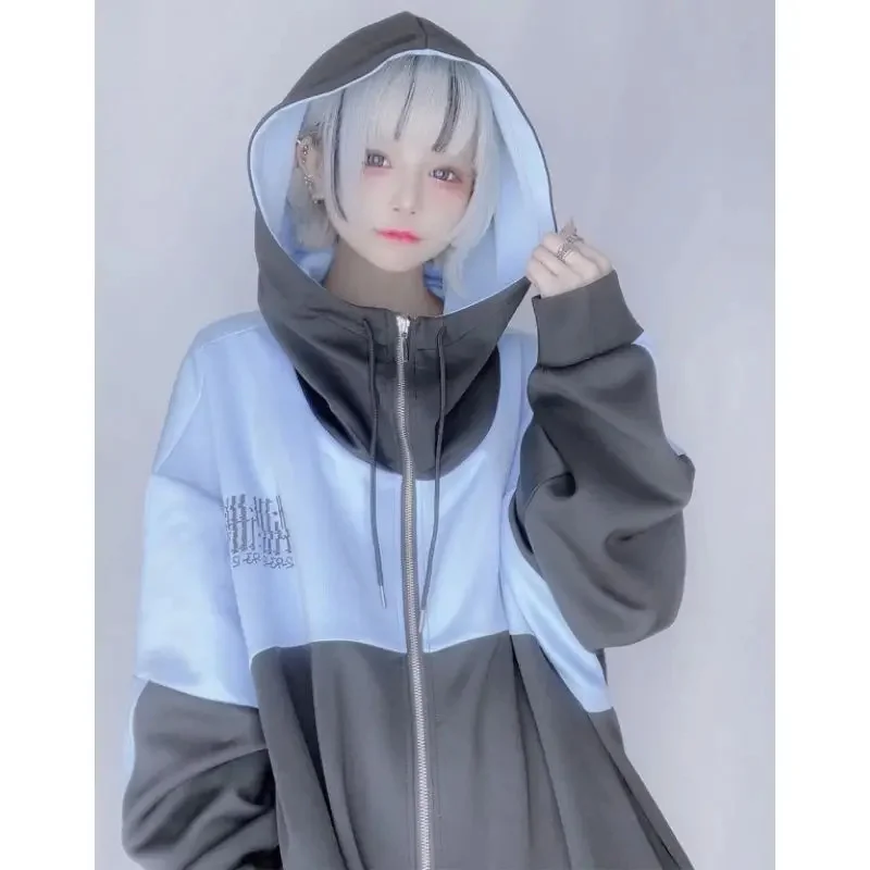 Autumn and Winter Splicing Casual Zipper Kawaii Japanese Harajuku Women Hooded Coat Clothes Gothic Punk StreetWear Ladies Top
Autumn and Winter Splicing Casual Zipper Kawaii Japanese Harajuku Women Hooded Coat Clothes Gothic Punk StreetWear Ladies Top