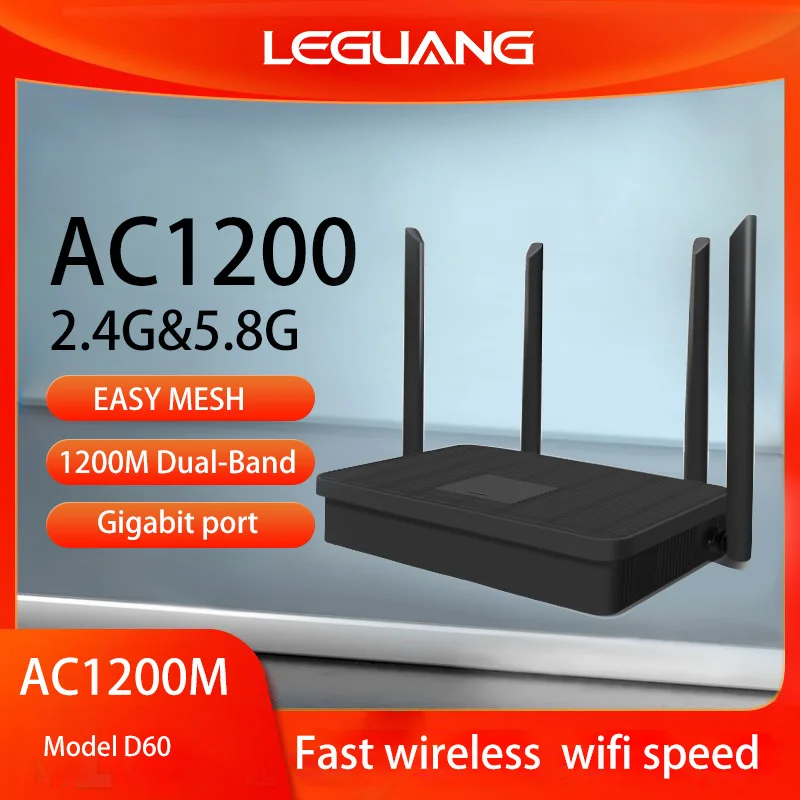 

LEGUANG Wi-Fi Router 1200Mbps 5GHz Gigabit Ethernet Router Dual Band 2.4Ghz Wireless Network WiFi Repeater With 4x5dBi Antennas