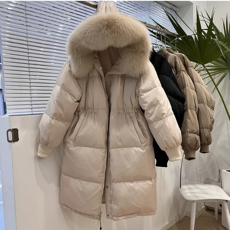 Down Jacket Women's Mid-Length over-the-Knee New Waist Slimming Parka Large Fur Collar Hood Coat
Down Jacket Women's Mid-Length over-the-Knee New Waist Slimming Parka Large Fur Collar Hood Coat