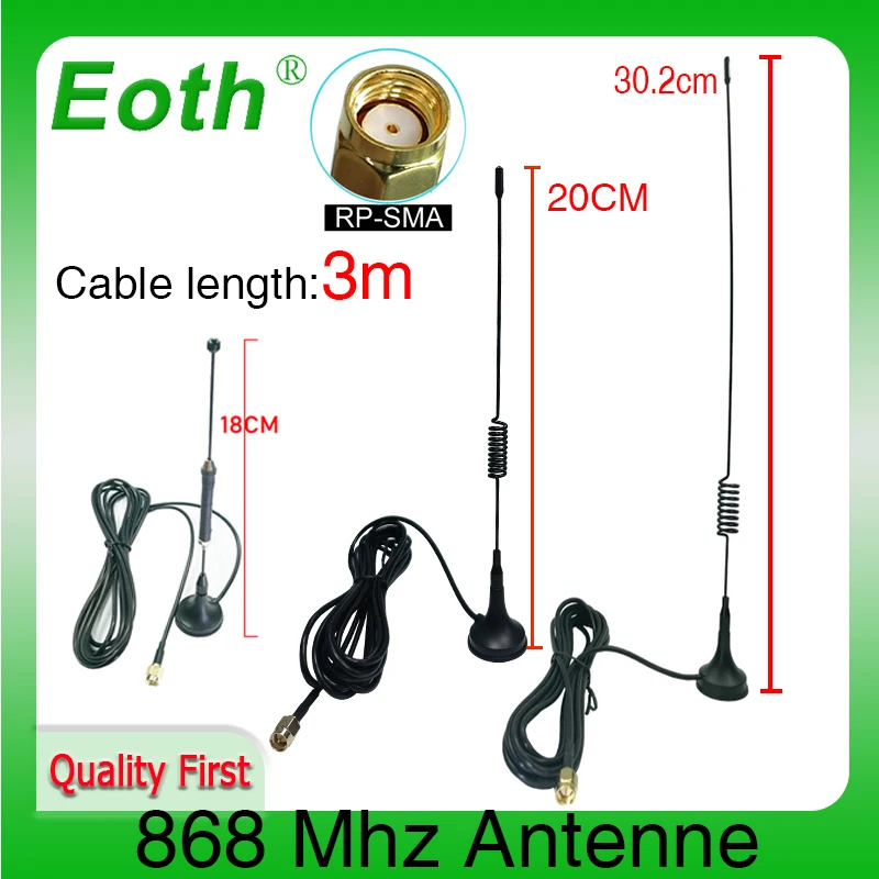 

Eoth 868Mhz Antenna 900 1800 Mhz GSM 3G 5dbi SMA FEMale IOT 300cm Cable 868 915 mhz antena Sucker Antenne base magnetic antennas