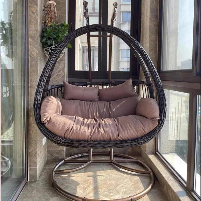 

Lazy hanging basket rattan chair rocking chair balcony swing cradle chair patio double hanging chair indoor hammock home