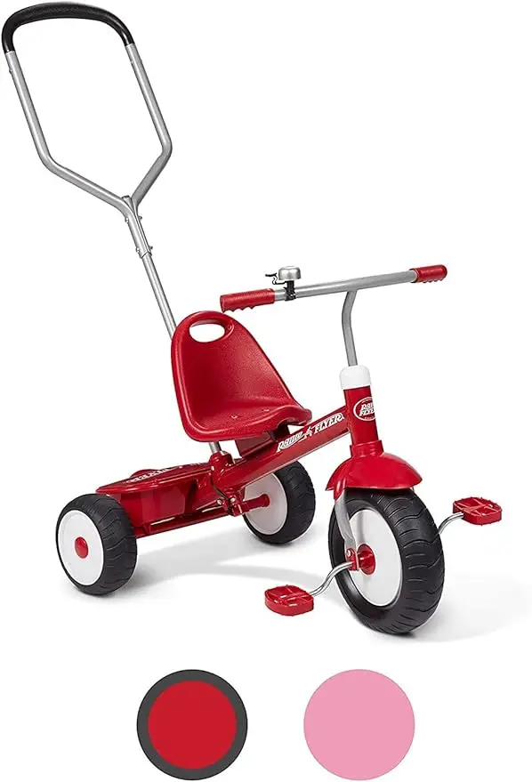 

New Deluxe Steer & Stroll Ride-On Trike, Tricycle For Toddlers Age 2-5, Toddler Bike, Red bike trailer for kids