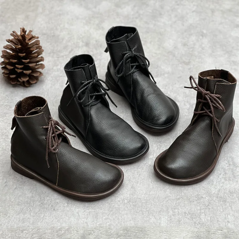 Genuine Leather Women Ankle Boot Thick Sole Lace Up Chelsea Boots Female Autumn Winter Designer Luxury Shoes Size 41 42 43 Boots
Genuine Leather Women Ankle Boot Thick Sole Lace Up Chelsea Boots Female Autumn Winter Designer Luxury Shoes Size 41 42 43 Boots