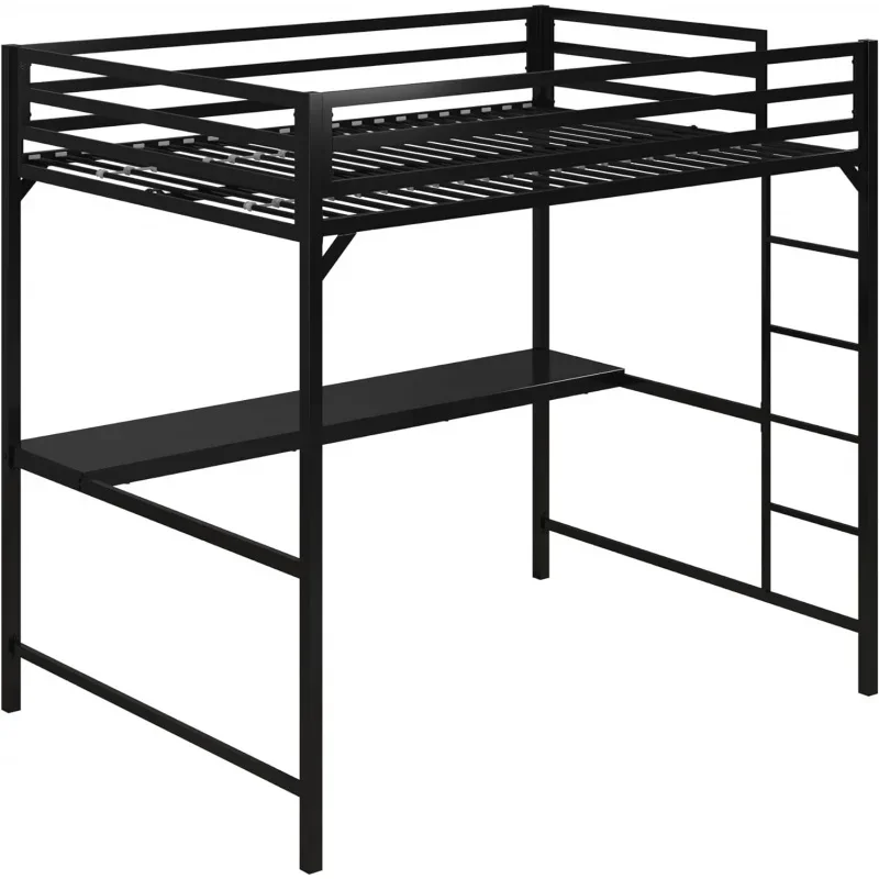 

DHP Miles Metal Full Loft Bed with Desk, Black