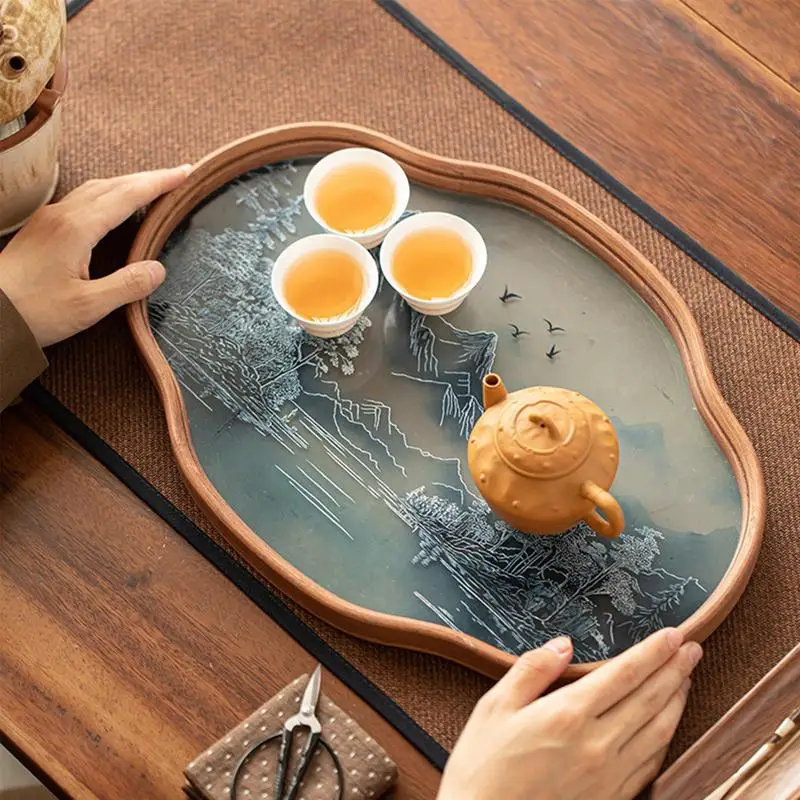Vintage Tea Tray Chinese Painting Glass Platter Tea Serving Tray Coffee Juice Cakes Breakfast Serving Solution Table Centerpiece
Vintage Tea Tray Chinese Painting Glass Platter Tea Serving Tray Coffee Juice Cakes Breakfast Serving Solution Table Centerpiece