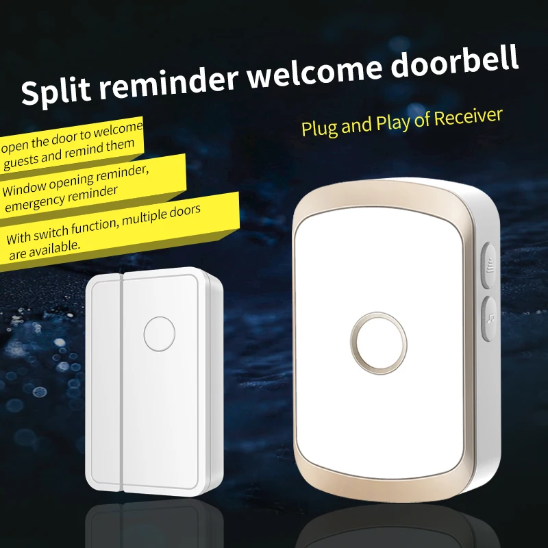 CACAZI wireless doorbell 918 feet 280 meters range 52 melody alarm windows M20 household anti-theft magnetic sensor shop alarm
CACAZI wireless doorbell 918 feet 280 meters range 52 melody alarm windows M20 household anti-theft magnetic sensor shop alarm