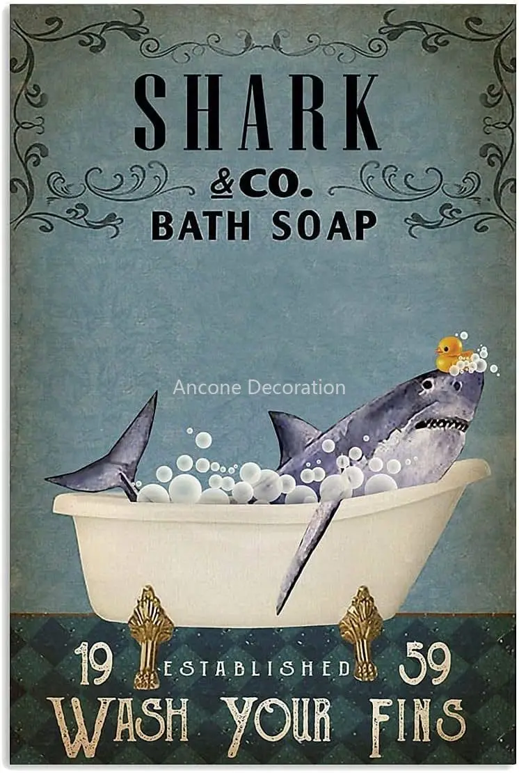 Cabenrm Bathroom Shark Retro Metal Tin Sign, Shark Bath Soap Bubble Poster Vintage Toilet Cave Bar Home Bathroom Wall
Cabenrm Bathroom Shark Retro Metal Tin Sign, Shark Bath Soap Bubble Poster Vintage Toilet Cave Bar Home Bathroom Wall
