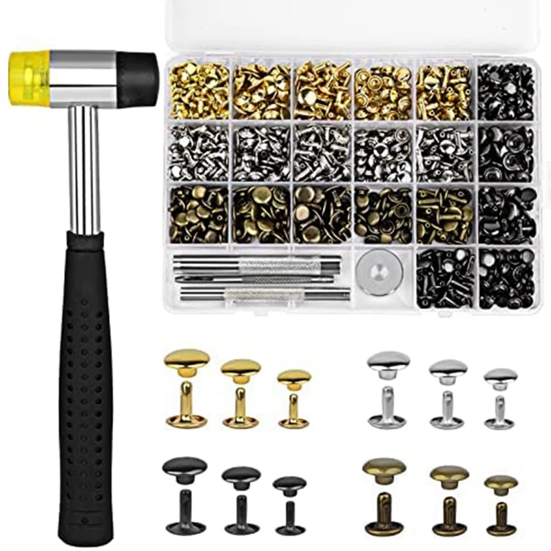 360 Set Leather Rivets 4 Colors Double Cap Rivets Tubular 4Pcs For DIY Leather Craft Clothes Shoes Decoration And Repair
360 Set Leather Rivets 4 Colors Double Cap Rivets Tubular 4Pcs For DIY Leather Craft Clothes Shoes Decoration And Repair