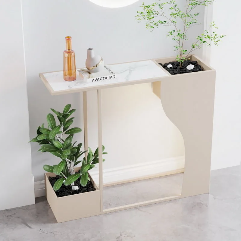 

Modern Minimalist Entrance Console Table With Flower Rack Living Room Hallway Marble Narrow Console Tables Home Furniture