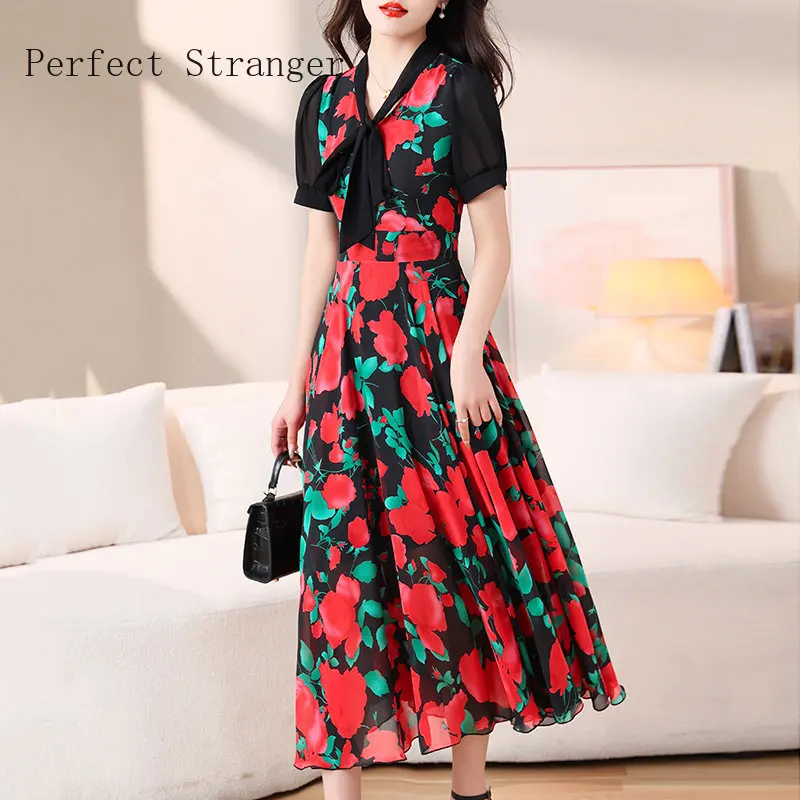 2023 Summer New Arrival Bohemian Style M-3XL Bow Collar Flower Printed Short Sleeve Women Chiffon Long Dress
2023 Summer New Arrival Bohemian Style M-3XL Bow Collar Flower Printed Short Sleeve Women Chiffon Long Dress