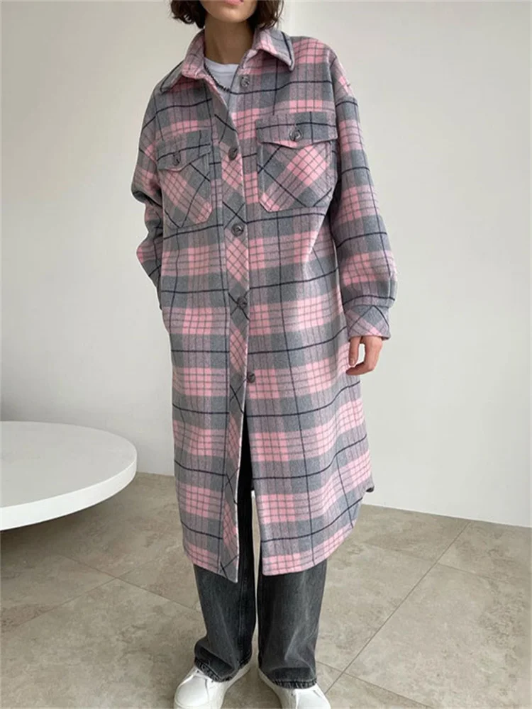 Zabrina Fashion Women's Trench Coat Plaid Long Sleeve High Waist Loose Cardigan Coats Autumn And Winter New Pink Windbreaker
Zabrina Fashion Women's Trench Coat Plaid Long Sleeve High Waist Loose Cardigan Coats Autumn And Winter New Pink Windbreaker