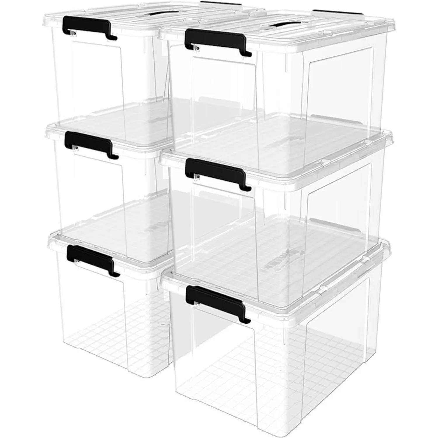 

16Qt*4 Plastic Storage Bins, Lidded Tote Storage Box with Handle, 16.5"L x 11.8"W x 6.9"H, Stackable, Clear, 16Quart, 4 Pack