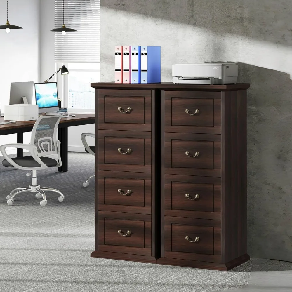 4-Drawer File Filing Cabinet Set of 2, Vertical File Cabinet Hofice Wood Filing Cabinet for A4 /Letter Size Narrow Tall File St 4-Drawer File Filing Cabinet Set of 2, Vertical File Cabinet Hofice Wood Filing Cabinet for A4 /Letter Size Narrow Tall File St