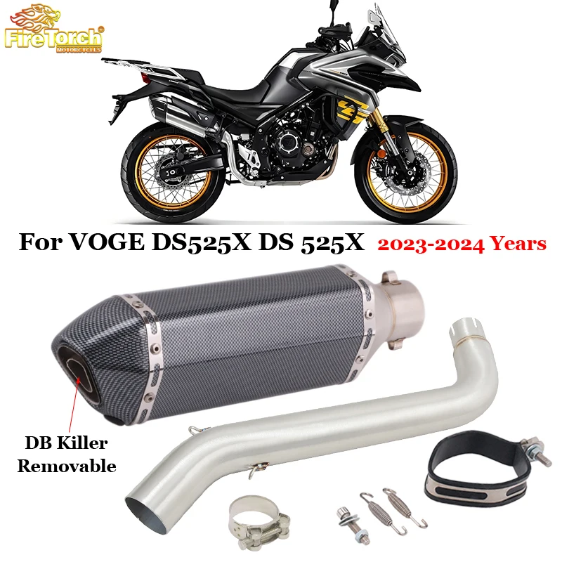 

Slip On For VOGE DS525X DS 525X 2023 2024 Motorcycle Exhaust System Escape Modified Middle Link Pipe 51mm Muffler Moto DB Killer