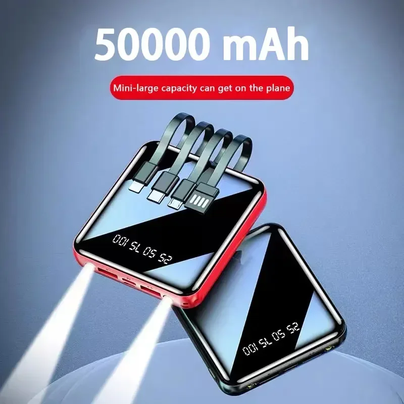 Внешний аккумулятор на 50000 мА · ч с зеркальным цифровым дисплеем и встроенным шнуром
Внешний аккумулятор на 50000 мА · ч с зеркальным цифровым дисплеем и встроенным шнуром