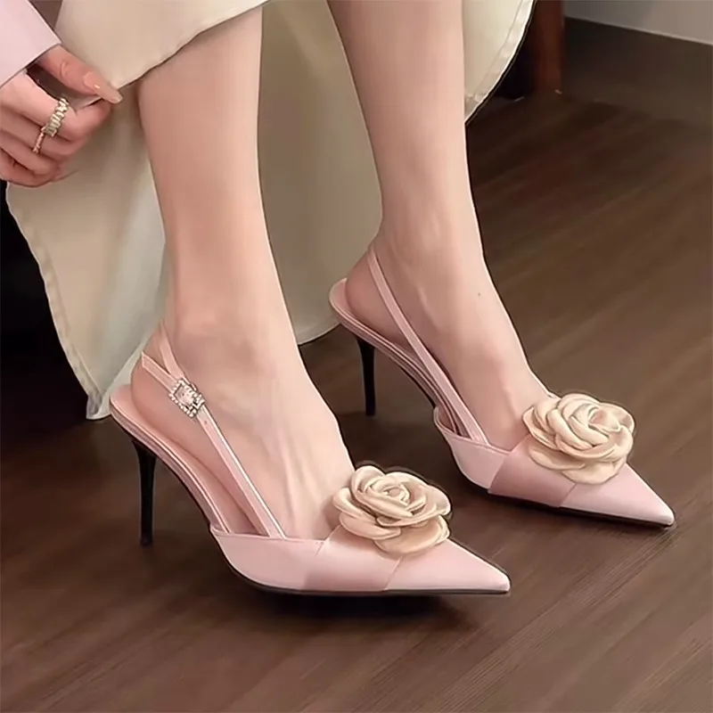 Satin Rose Flower High Heels Rhinestone Buckle Sandals Women Hollow Pointed Toe Stiletto Shoes Sandalias Mujer Verano Zapato
Satin Rose Flower High Heels Rhinestone Buckle Sandals Women Hollow Pointed Toe Stiletto Shoes Sandalias Mujer Verano Zapato