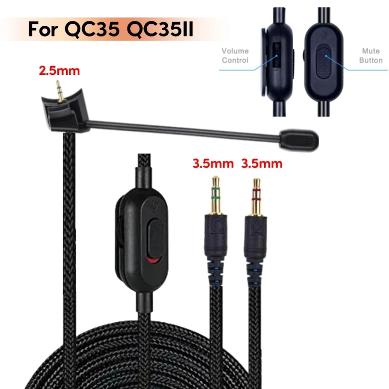 Braided 3.5mm to 2.5mm Headset Cable with Volumes Control & Mic and Mute Function for Bo-se QC35 QC35II Headphones
Braided 3.5mm to 2.5mm Headset Cable with Volumes Control & Mic and Mute Function for Bo-se QC35 QC35II Headphones