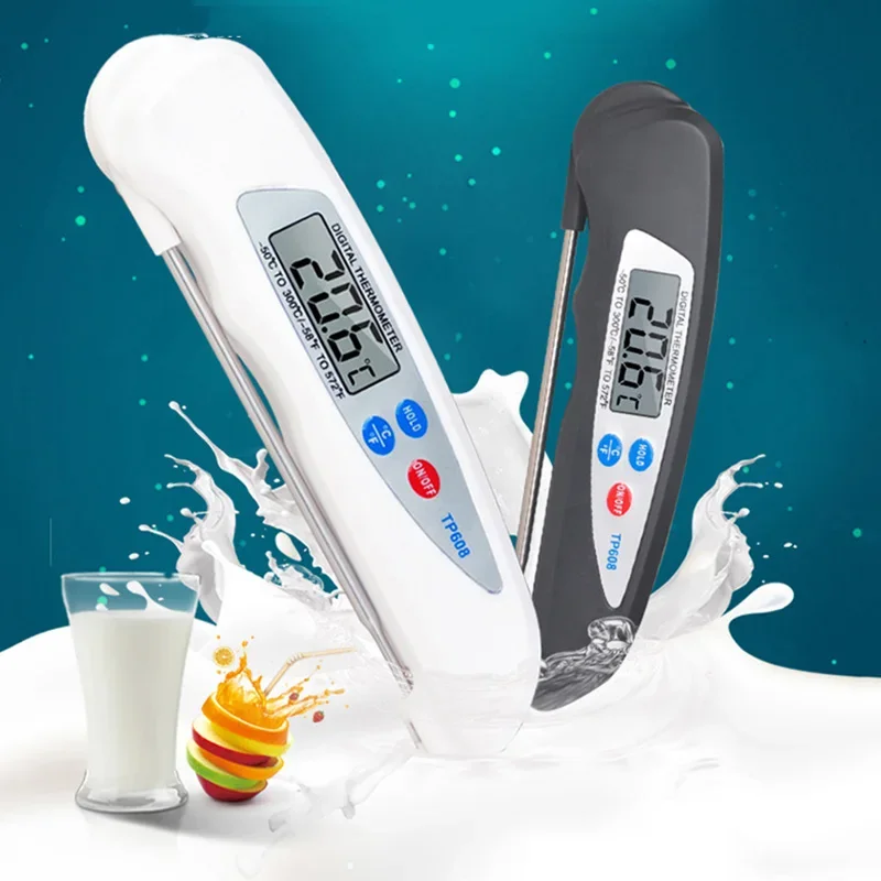 

Folding Food Thermometer Digital Probe Thermometer Food BBQ Meat Oven Folding Kitchen Thermometer Cooking Water Oil Tools