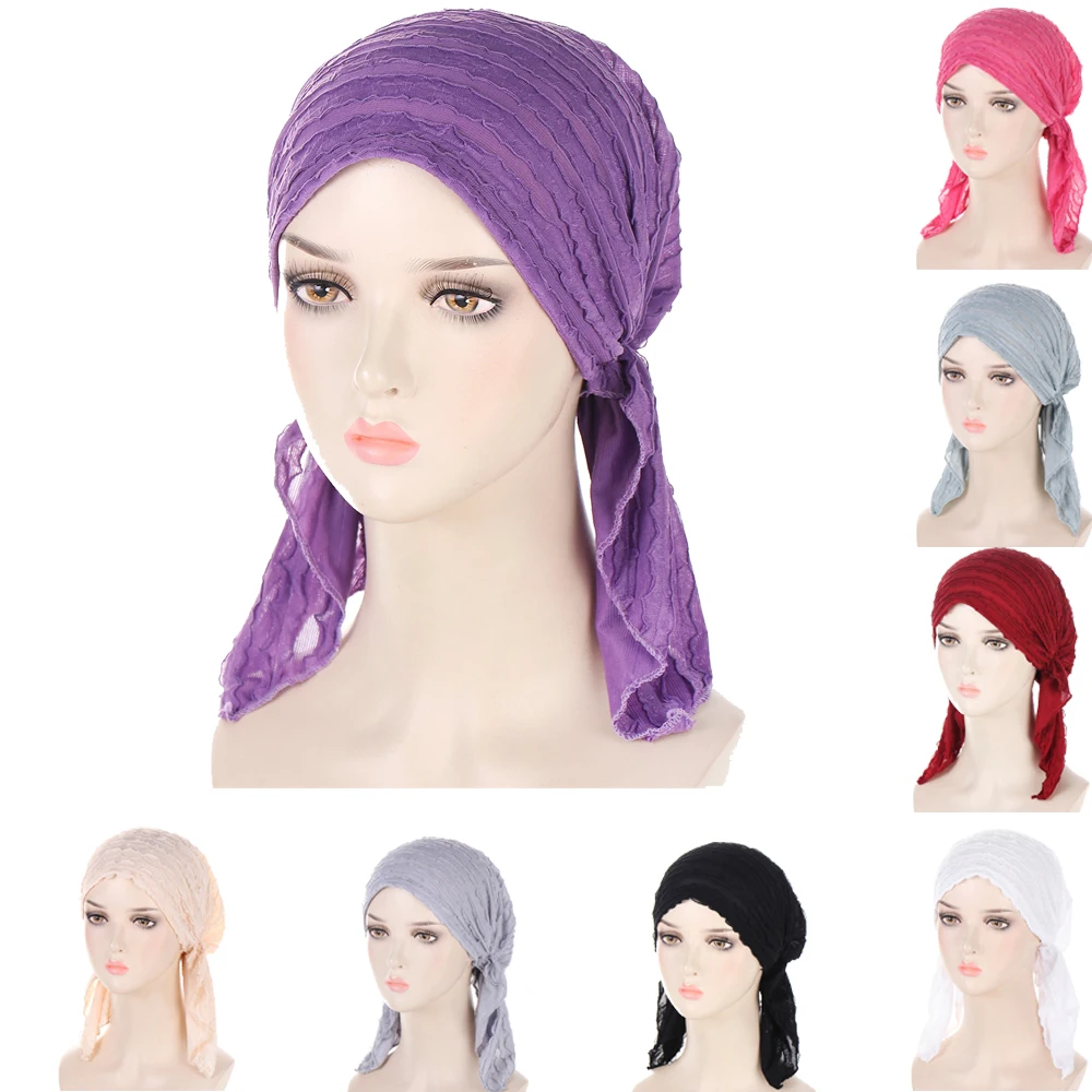 

New Muslim Women Stretch Turban Hijab Underscarf Caps Cancer Chemo Beanies Cap Hat Headwrap Pre-Tied Scarf Sleep Hair Loss Cover