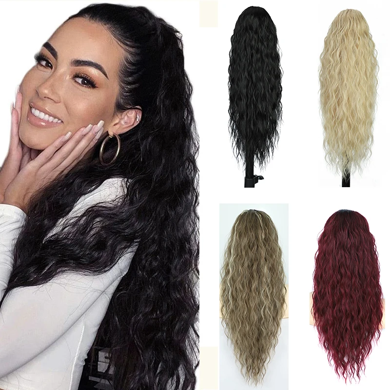 Long Wavy Drawstring Clip on Ponytail Hair Extension for Women Synthetic Natural Curly Ponytail Black Blonde Burgundy Pony Tail
Long Wavy Drawstring Clip on Ponytail Hair Extension for Women Synthetic Natural Curly Ponytail Black Blonde Burgundy Pony Tail