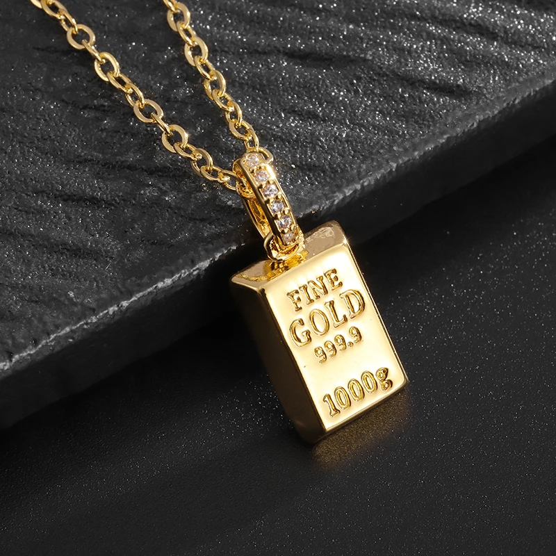 Hot selling small gold bar pendant gold brick necklace women's simple clavicle chain to attract wealth and good luck accessories
Hot selling small gold bar pendant gold brick necklace women's simple clavicle chain to attract wealth and good luck accessories