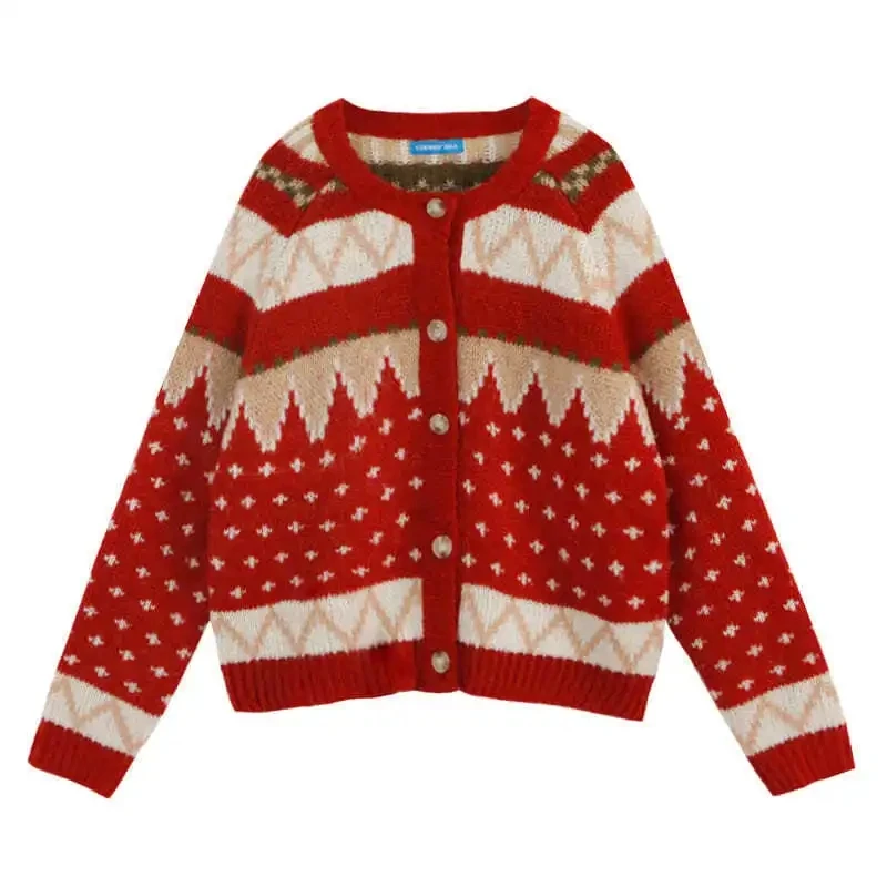 Christmas Sweater Women Red Print Casual Cardigans Knitted Long Sleeve Autumn Winter
Christmas Sweater Women Red Print Casual Cardigans Knitted Long Sleeve Autumn Winter