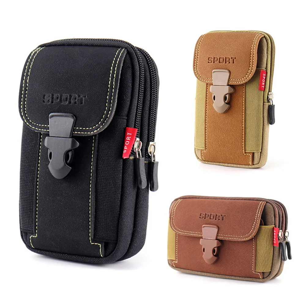 

Canvas Waist Hanging Bag Men's Tactical Outdoor Travel Sports Multi-functional Belt Bag Phone Case Crossbody Bag Fanny Pack