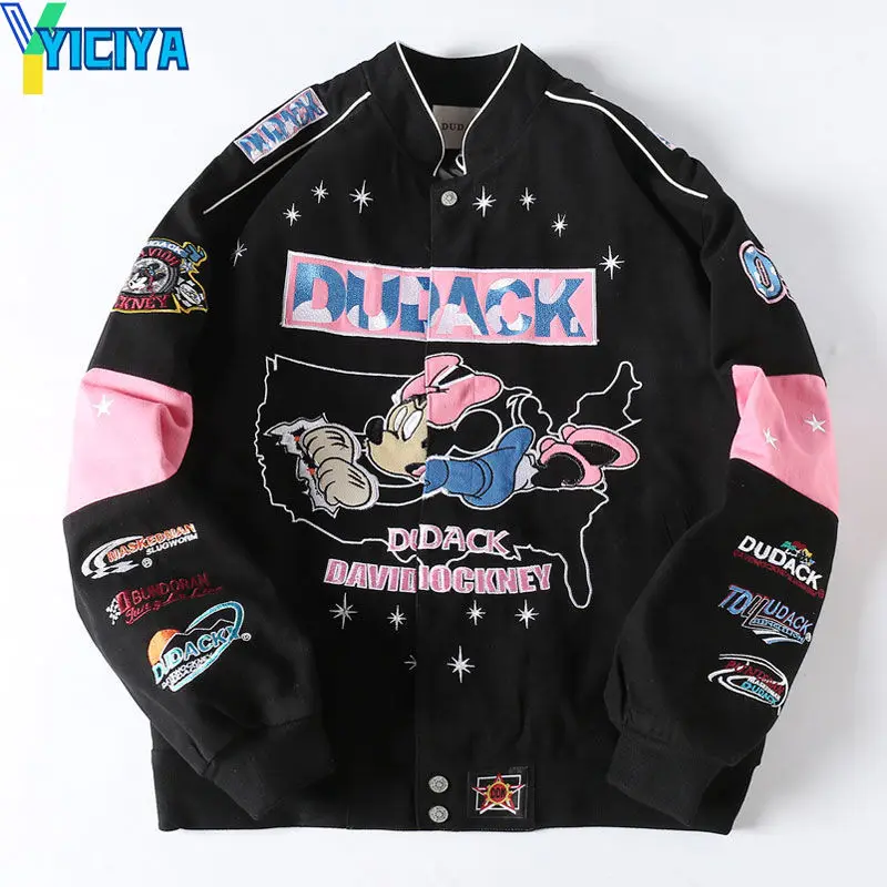 

YICIYA baseball jacket High quality Cartoon Embroidery bomber women winter coat Varsity Female fashion new vintage Jackets 2024