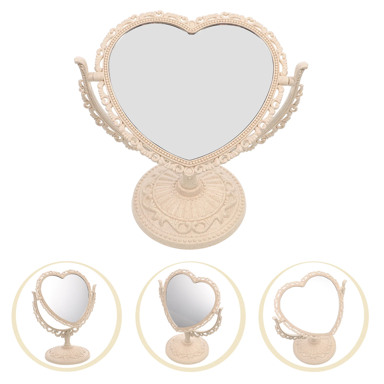 Rotating Mirror Travel Vanity Magnifying Makeup Table Heart Shaped Desk Decorative Mirrors White
Rotating Mirror Travel Vanity Magnifying Makeup Table Heart Shaped Desk Decorative Mirrors White