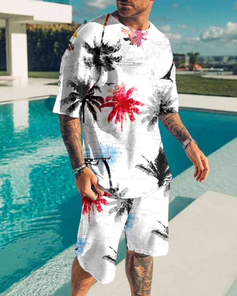 2023 New Men's T-Shirt Set Leisure Casual Seaside Coconut Tree Print Sportswear Oversized Clothing Shorts Suit Summer Beach Coat
2023 New Men's T-Shirt Set Leisure Casual Seaside Coconut Tree Print Sportswear Oversized Clothing Shorts Suit Summer Beach Coat