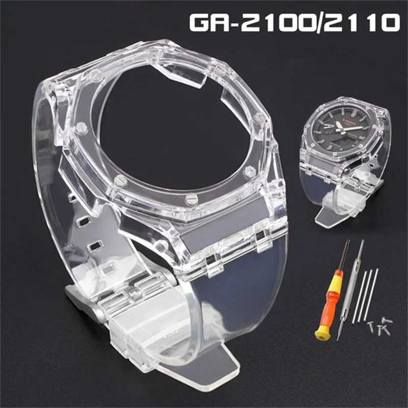 

GA2100 Replacement Strap for Casio G-SHOCK GA-2100 2110 TPU Watch Band Transparent PC Case Metal Buckle Accessories