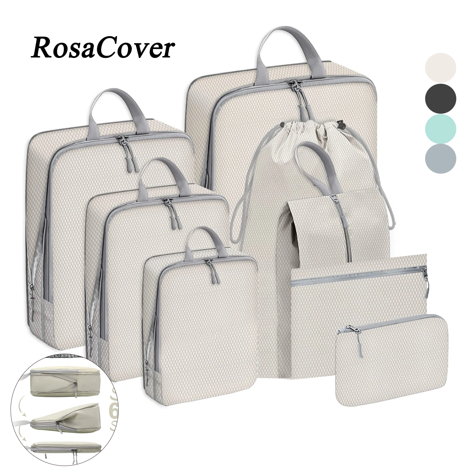 8PCS Compressed Packing Cubes Travel Storage Set Mesh Visual Luggage Organizer With Shoe Bag Portable Lightweight Suitcase Bag
8PCS Compressed Packing Cubes Travel Storage Set Mesh Visual Luggage Organizer With Shoe Bag Portable Lightweight Suitcase Bag