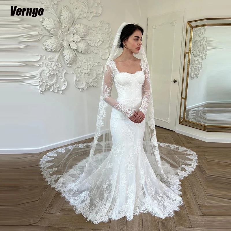 Verngo Mermaid Tulle/Lace Wedding Dresses Sweetheart Long Sleeves Bridals Gowns 2024 Women Bride Dress
Verngo Mermaid Tulle/Lace Wedding Dresses Sweetheart Long Sleeves Bridals Gowns 2024 Women Bride Dress
