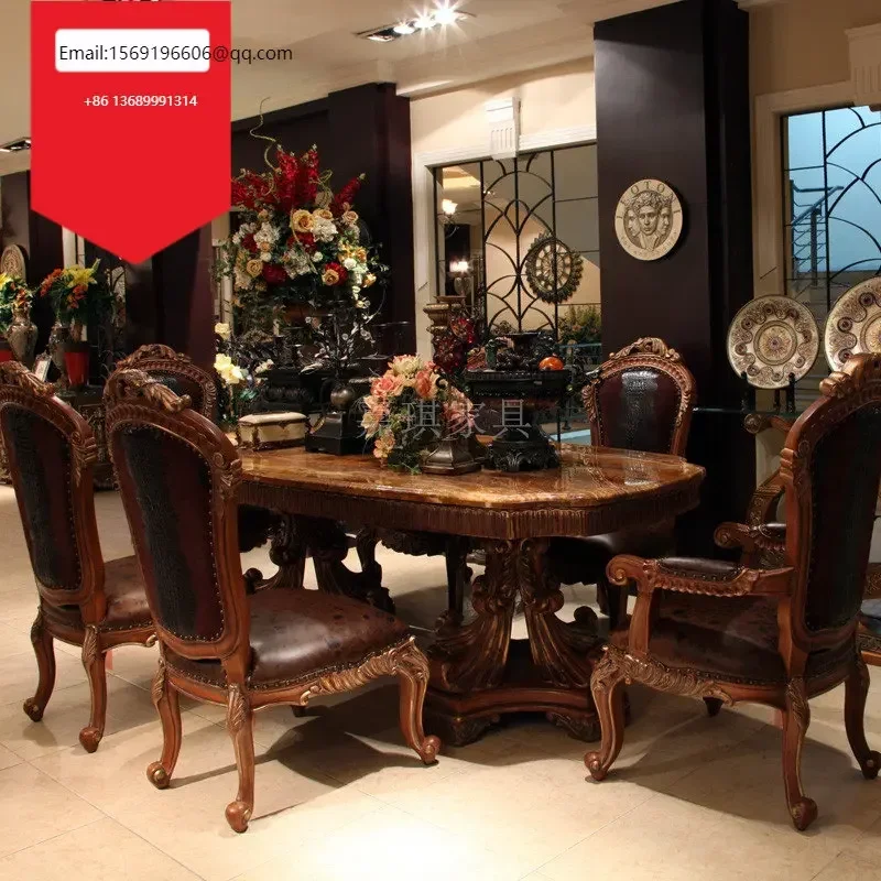 Custom American solid wood dining table and chair combination European luxury retro carved dining room furniture customization
Custom American solid wood dining table and chair combination European luxury retro carved dining room furniture customization