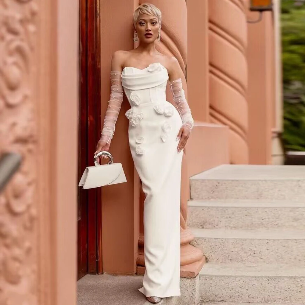 2024 New Sexy White Strapless Sleeveless Flower Elegant Bandage Dress Women Fashion Party Evening Long Maxi Dresses
2024 New Sexy White Strapless Sleeveless Flower Elegant Bandage Dress Women Fashion Party Evening Long Maxi Dresses