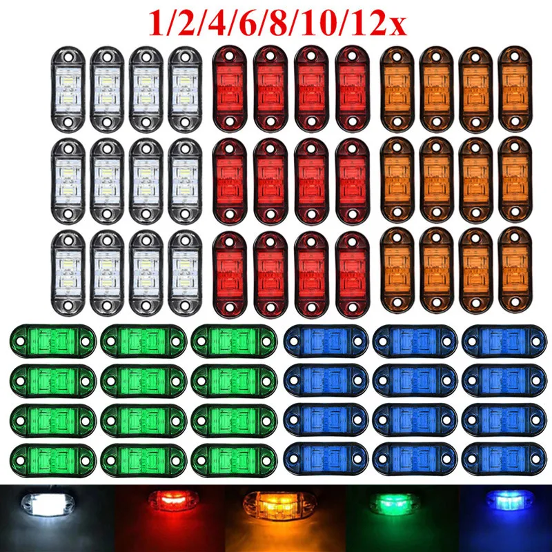 

2/4/6/8/10/12x 2 LED External Side Marker Warning Tail Light Lamp Clearance Signal Brake Indicator Trailer Truck Lorry 12V 24V