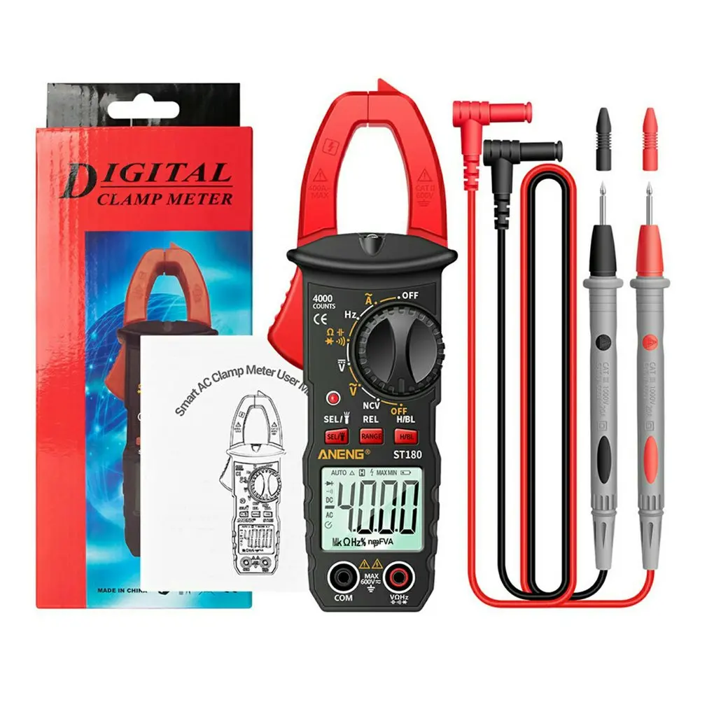 ANENG Digital Clamp Meter 4000 Counts AC Current Multimeter Ammeter Voltage Tester Car Hz Capacitance NCV Ohm Test ST180
ANENG Digital Clamp Meter 4000 Counts AC Current Multimeter Ammeter Voltage Tester Car Hz Capacitance NCV Ohm Test ST180