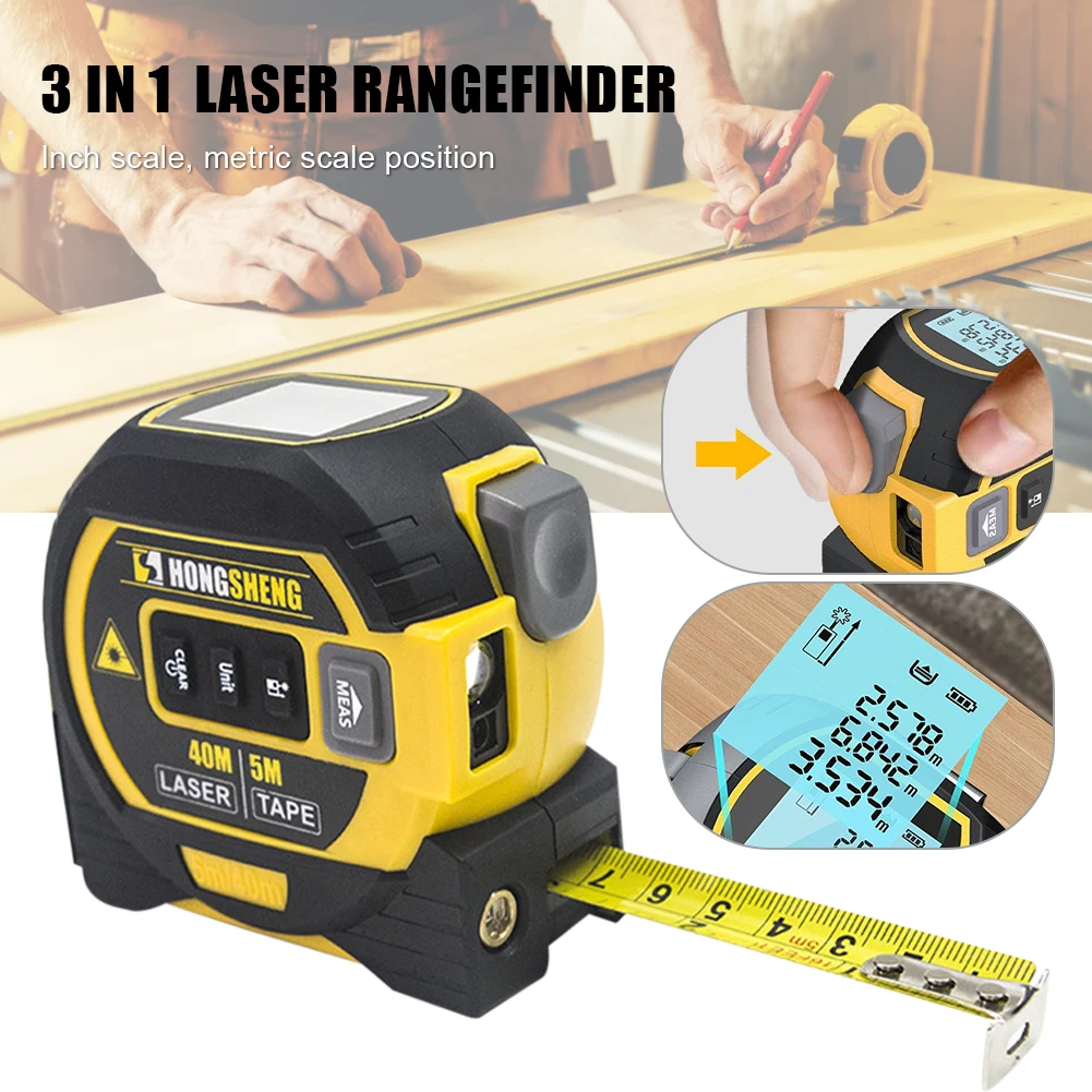 Hardware 3 In 1 Laser Rangefinder 5m Tape Measure Ruler Smart Home Infrared Multifunctional 40m Range Finder Meter Building Tool
Hardware 3 In 1 Laser Rangefinder 5m Tape Measure Ruler Smart Home Infrared Multifunctional 40m Range Finder Meter Building Tool