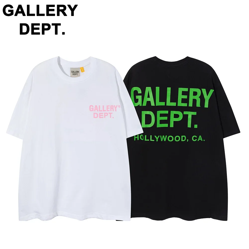 

2023 GALLERY DEPT Men's T-shirt Alphabet Print T-shirt Cotton Male And Female Couples Loose High Street Short Sleeve Summer