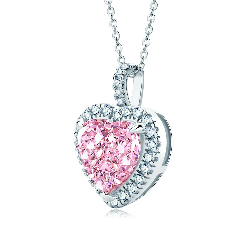 S925 Sterling Silver Pink Heart Full Diamond Necklace 12*12mm High Carbon Diamond Ladies Pendant Silver Jewelry
S925 Sterling Silver Pink Heart Full Diamond Necklace 12*12mm High Carbon Diamond Ladies Pendant Silver Jewelry