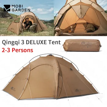 MOBI GARDEN Qingqi 3 DELUXE 캠핑 텐트, 나일론 원단 초경량 휴대용 텐트, 야외 2-3 인용 넓은 공간 텐트, 하이킹 여행