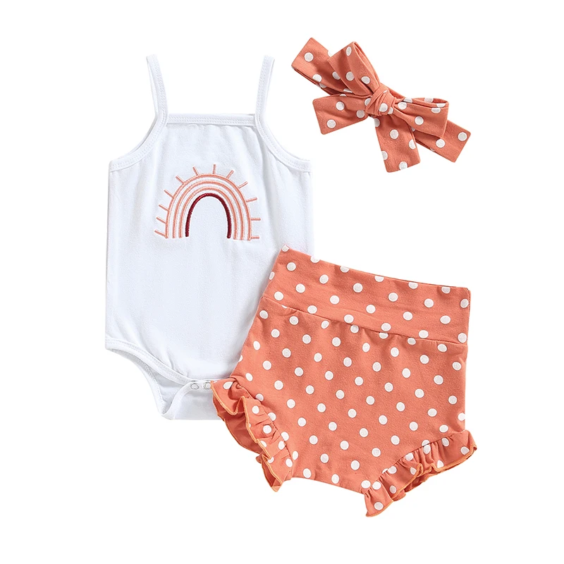 0-24M Newborn Baby Girls Clothes Summer Sleeveless Rainbow Embroidery Sling Vest Romper Short Pants + Head Band
0-24M Newborn Baby Girls Clothes Summer Sleeveless Rainbow Embroidery Sling Vest Romper Short Pants + Head Band