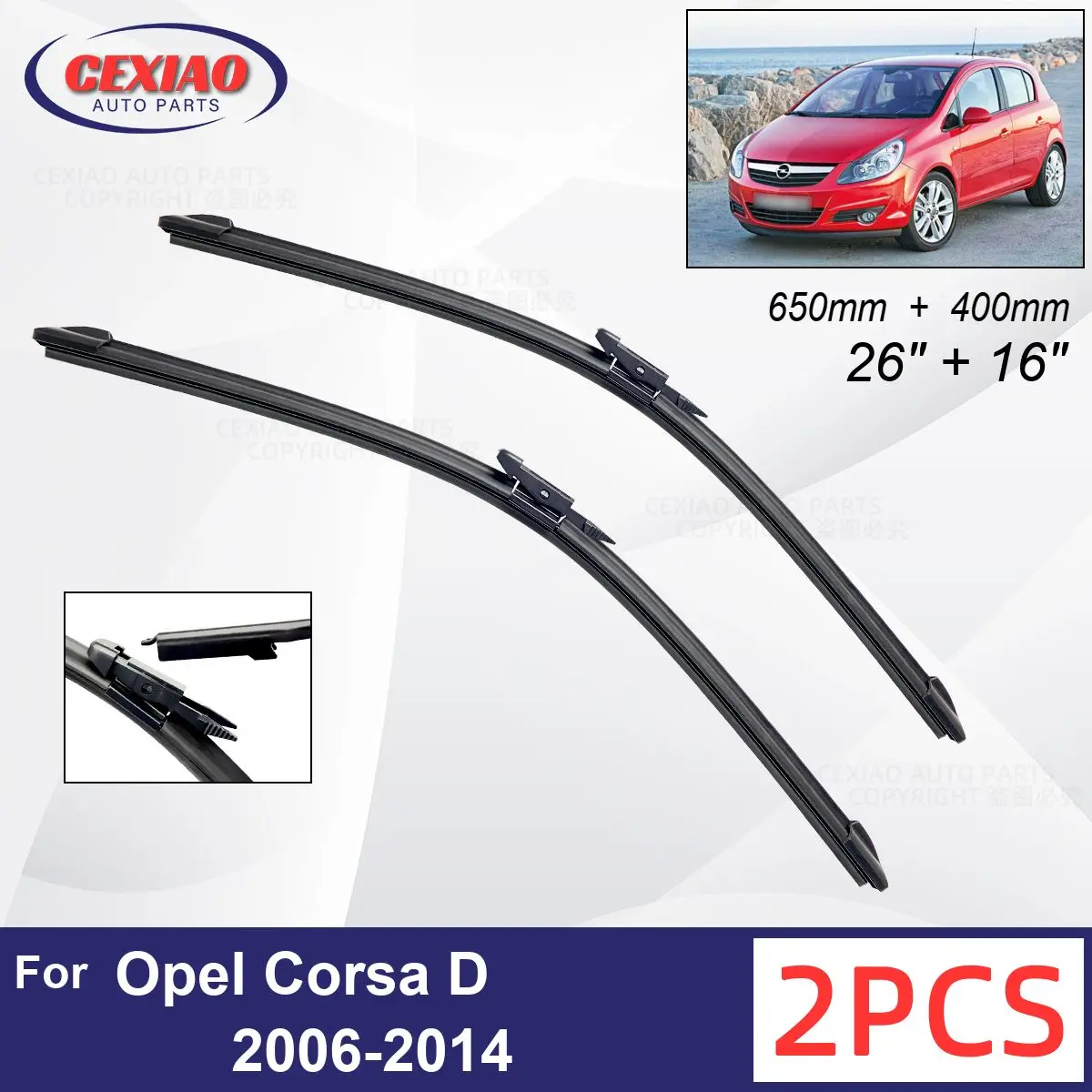 Car Wiper For Opel Corsa D 2006-2014 Front Wiper Blades Soft Rubber Windscreen Wipers Auto Windshield 26" 16" 650mm 400mm
Car Wiper For Opel Corsa D 2006-2014 Front Wiper Blades Soft Rubber Windscreen Wipers Auto Windshield 26" 16" 650mm 400mm