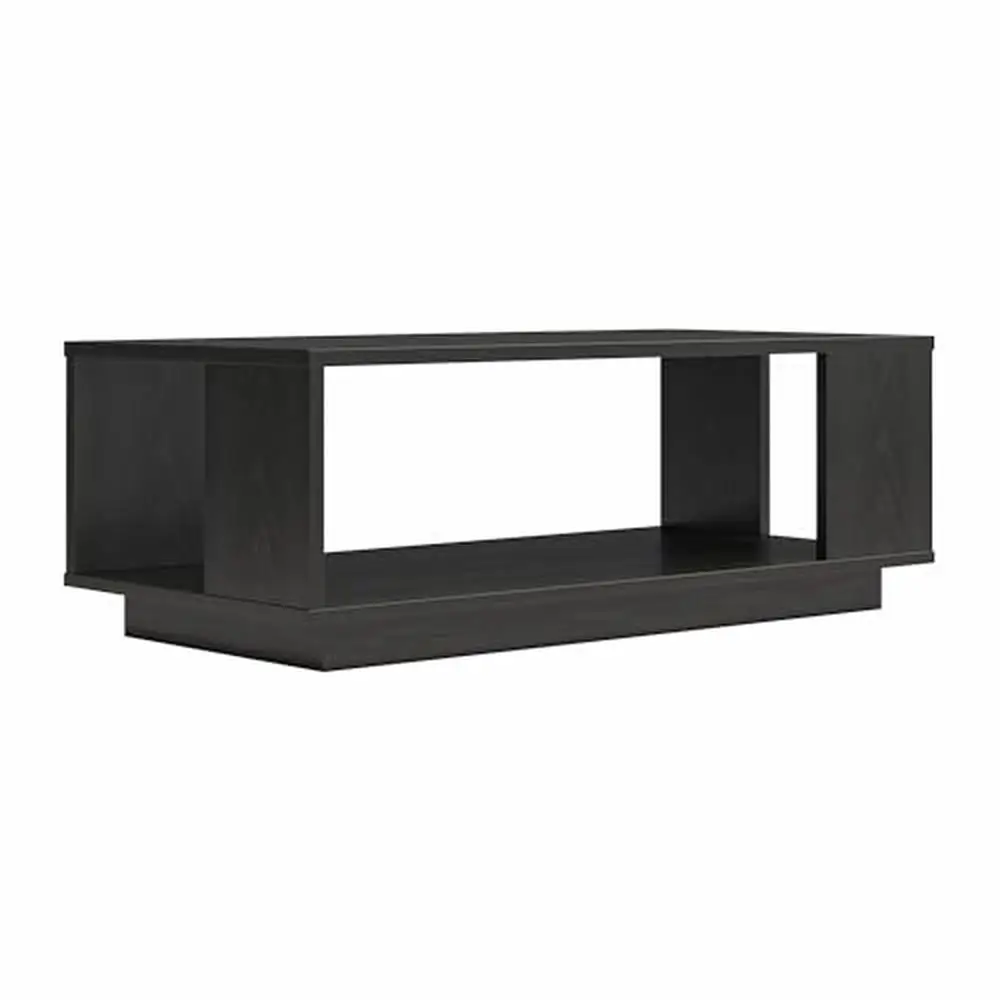 

Contemporary Rectangle Coffee Table Black Oak Lower Shelf Eco-Friendly Easy Assembly Sleek Design Chic Focal Point Display Decor