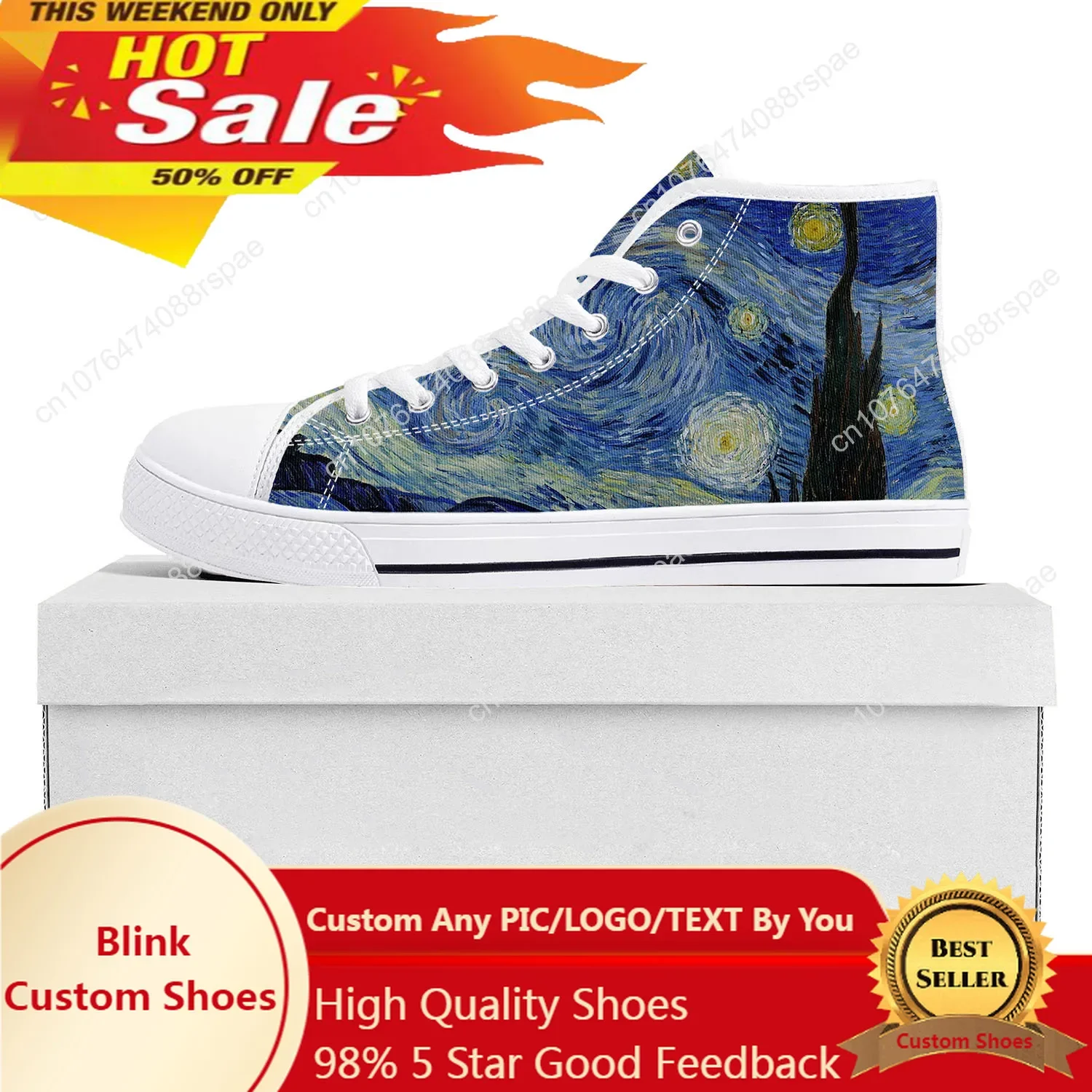 Van Gogh Oil Painting Starry Night High Top High Quality Sneakers Mens Womens Teenager Canvas Sneaker Couple Shoes Custom Shoe
Van Gogh Oil Painting Starry Night High Top High Quality Sneakers Mens Womens Teenager Canvas Sneaker Couple Shoes Custom Shoe