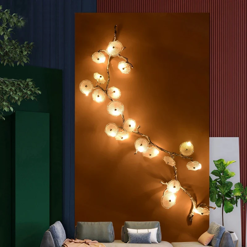 Light luxury all copper branch wall lamp stair background wall creative Chinese style building luxury villa living room lotus
Light luxury all copper branch wall lamp stair background wall creative Chinese style building luxury villa living room lotus