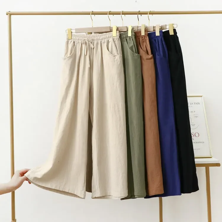 Cotton and Linen Wide Leg Pants with Pocket for Women Summer Thin Loose Fitting Linen Casual High Waisted Straight Cropped Pants
Cotton and Linen Wide Leg Pants with Pocket for Women Summer Thin Loose Fitting Linen Casual High Waisted Straight Cropped Pants