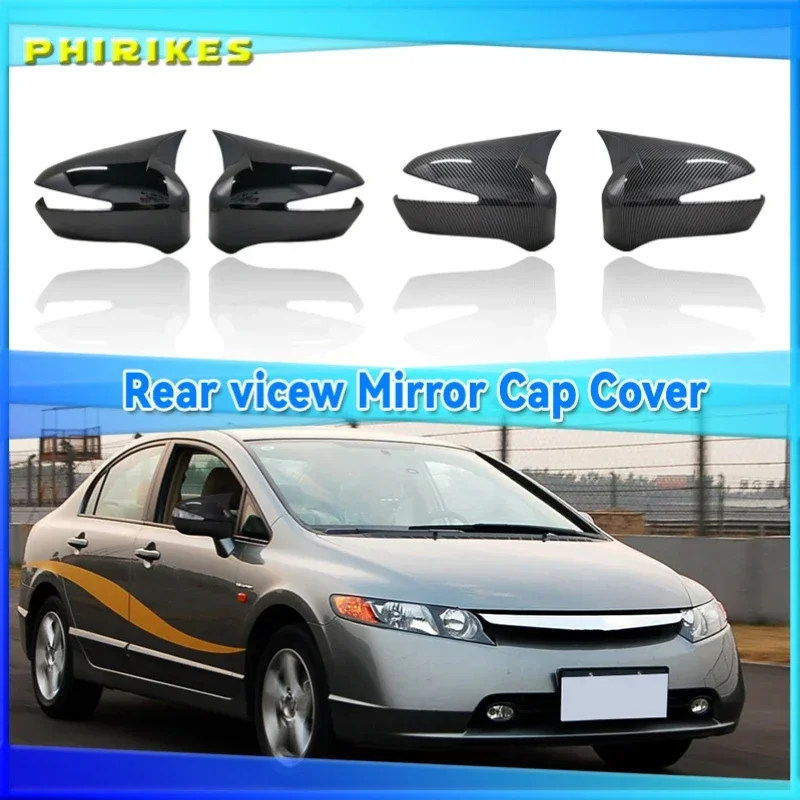 

For Honda Civic 8th gen 2006-2012 2 Pieces High Quality Abs Plastic Bat Style Mirror Covers Caps RearView Piano Black