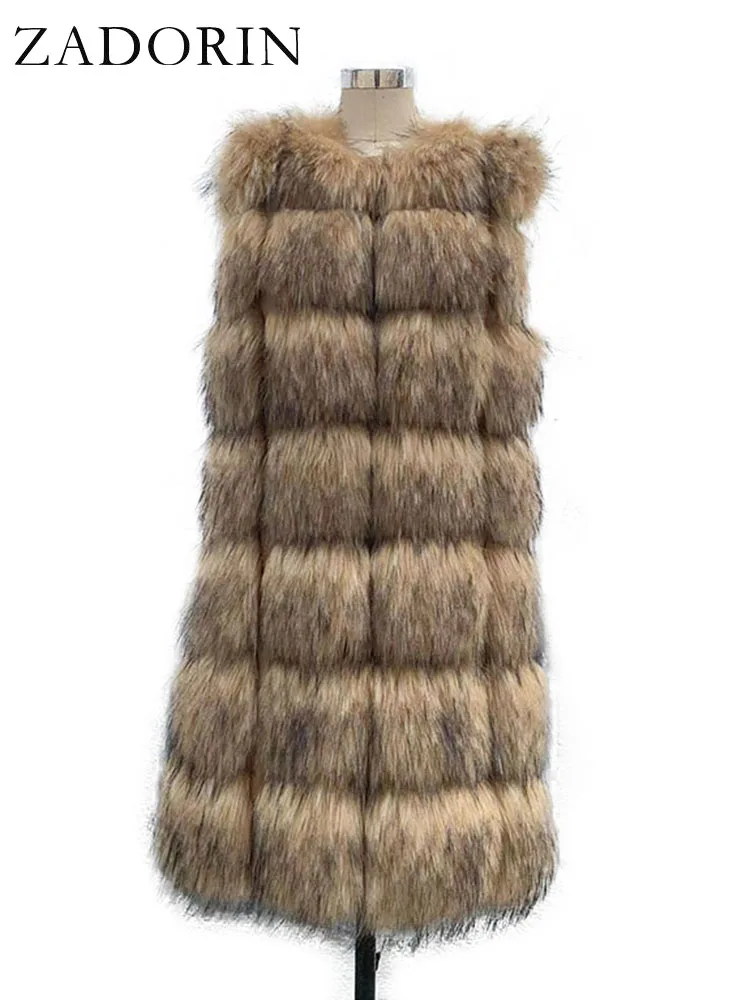 ZADORIN 90cm Luxury Winter Jacket Women Faux Raccoon Fur Vest High Quality Long Splicing Fluffy Warm Faux Fur Coat Women Vests
ZADORIN 90cm Luxury Winter Jacket Women Faux Raccoon Fur Vest High Quality Long Splicing Fluffy Warm Faux Fur Coat Women Vests
