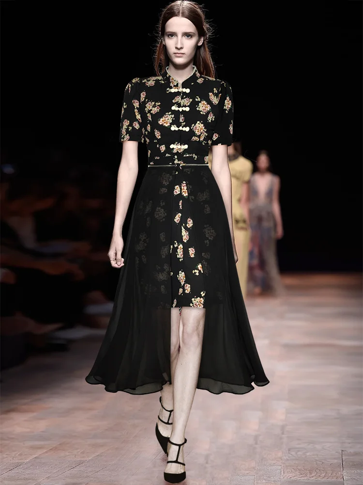 Женское шифоновое платье с воротником-стойкой, дизайнерское винтажное длинное платье черного цвета с цветочным принтом и пуговицами-бусинами, 2023
Женское шифоновое платье с воротником-стойкой, дизайнерское винтажное длинное платье черного цвета с цветочным принтом и пуговицами-бусинами, 2023